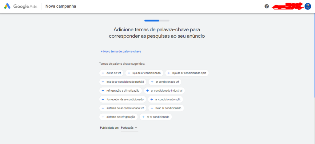 Passo 04 - Adicione palavras chave para corresponder as pesquisas do Google ao seu anúncio.