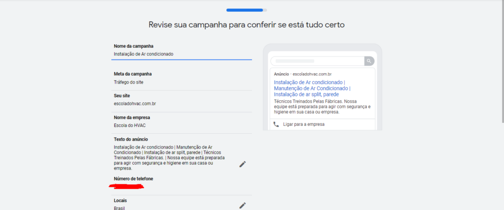 Passo 07 - Revise sua campanha e insira os Dados de pagamento