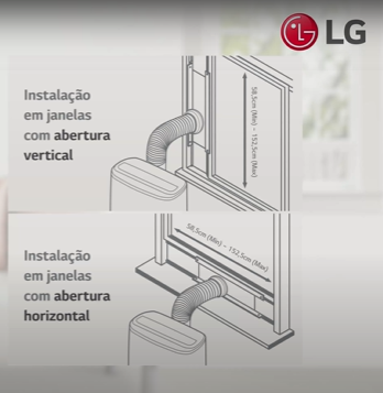 O Ar condicionado portatil LG pode ser instalado em janelas tanto horizontais e verticais.