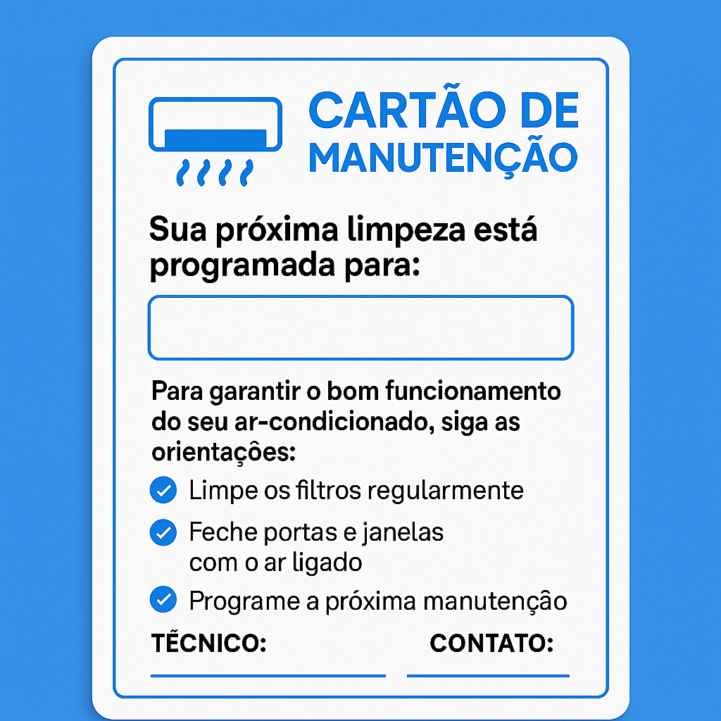 Modelo de cartão de Manutenção disponível no e-book grátis