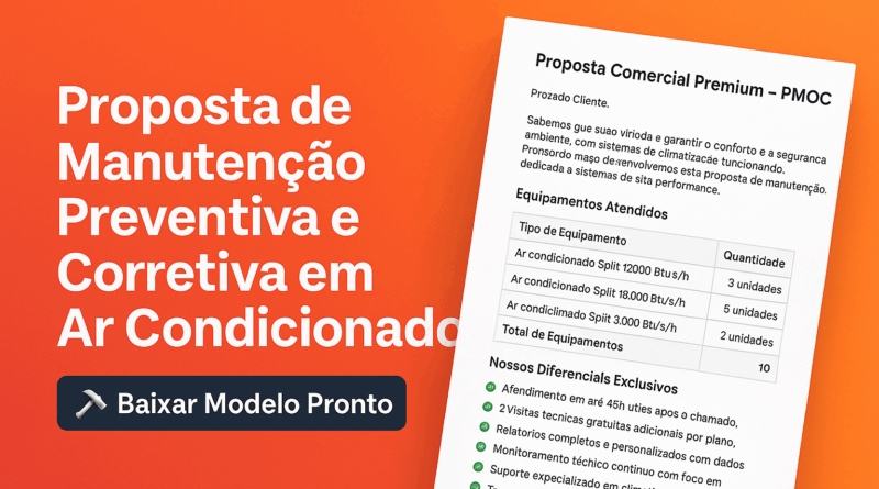 Proposta de Manutenção Preventiva e Corretiva em Ar Condicionado Modelo Profissional para Fechar Mais Contratos